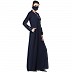 Designer Coat abaya with printed Contrast- Navy Blue Designer Coat abaya with printed Contrast- Navy Blue